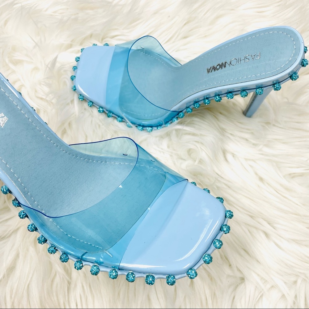 Fashion Nova Blue ball mule heel - Picture 8 of 10